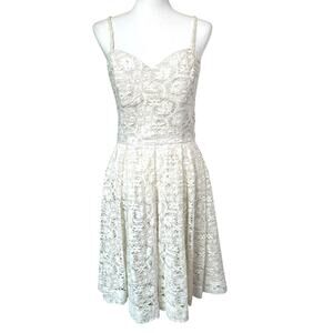 MELISSA SWEET NEW Size 8 Sweetheart Ivory Floral‎ Lace Knee Length Boned Dress